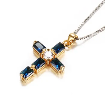 Everoyal Nový Príchod Crystal Blue Cross Prívesok Náhrdelník Pre Ženy Vintage Šperky Zlaté Dievčatá Choker Náhrdelník Ženské Príslušenstvo