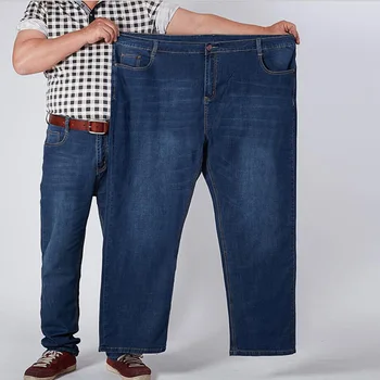 Extra veľké pánske džínsy pribrala 160 kg plus veľkosti 6XL 7XL 8XL 9XL 10XL pás 132 nohavice 44 46 48 50 52 elastické jeseň modrá