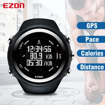 EZON T031 Časovanie GPS Digitálne Hodinky Vonkajšie Športové Multifunkčné Fitness Vzdialenosť, Rýchlosť, Kalórie, Počítadlo Nepremokavé