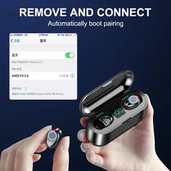 F9-Inteligentný Dotykový Digitálny Displej Mini Bluetooth 5.0 Slúchadlá Pravda, Bezdrôtové Hi-Fi Slúchadlá Slúchadlá Airpods