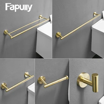 Faplully zlatým kúpeľňové Doplnky Nastaviť tvare T-Navrhnuté Toaletného Papiera Držiak na Wc Kefu Držiak na Stenu Hardvéru
