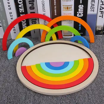 Farebné Drevené Kocky, Puzzle, Hračky Pre Deti, Detský Kreatívny Rainbow Montáž Stavebnicových Chlapci Dievčatá Dary