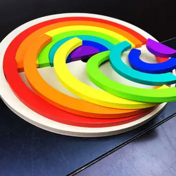 Farebné Drevené Kocky, Puzzle, Hračky Pre Deti, Detský Kreatívny Rainbow Montáž Stavebnicových Chlapci Dievčatá Dary