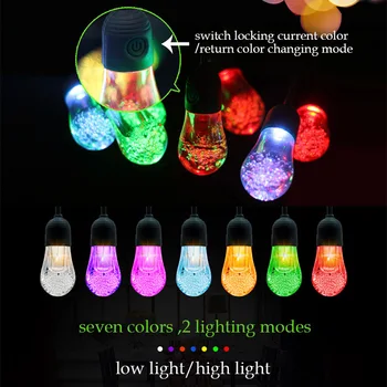 Farebné Solárne Svetlá 12pcs LED Žiarovka Svetla String Sedem Farieb 2 Režimy Poháňaný slnečnou Alebo USB Kábel Pre Záhradné Dekorácie