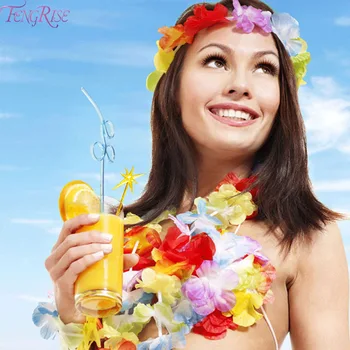 FENGRISE 50pcs Luau Havajské Kvet leis Umelé Kvety, Veniec Náhrdelník Maškarný Svadobné Dekorácie Happy Birthday Party