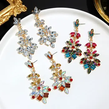 Flatfoosie Trendy crystal Elegantné Náušnice Kvapka Pre Ženy Geometrické Luxusné Farebné Svadobné Nevesty Visieť Náušnice Šperky 2020