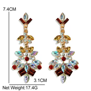 Flatfoosie Trendy crystal Elegantné Náušnice Kvapka Pre Ženy Geometrické Luxusné Farebné Svadobné Nevesty Visieť Náušnice Šperky 2020