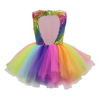 Flitrami, Baby, Dievčatá Tutu Šaty, Vesta Prekladané Rainbow Kostým Princezná pre Deti na Halloween Vianoce Prom Šaty, Oblečenie Backless