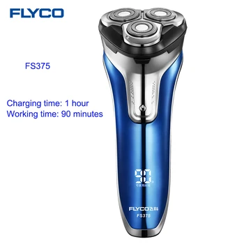 FLYCO FS375 Elektrický Holiaci strojček Wet Dry Rotačný Holiaci strojček Nabíjateľný Holiaci Stroj Pop-Up Zastrihávač, LED Nabíjania Displej pre Mužov