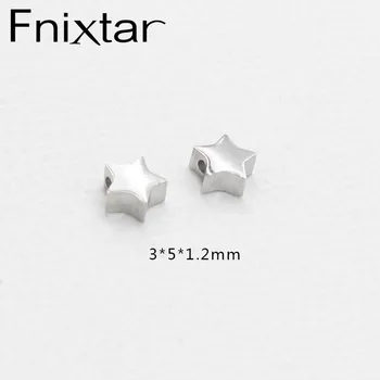 Fnixtar 1.2 mm Otvor Korálky zobrazili kľúčové tlačidlá z Nehrdzavejúcej Ocele Malé Hviezdy Leštené zobrazili kľúčové tlačidlá pre Ženy DIY Choker Náhrdelník Kúzlo 3*5mm 20piece/veľa