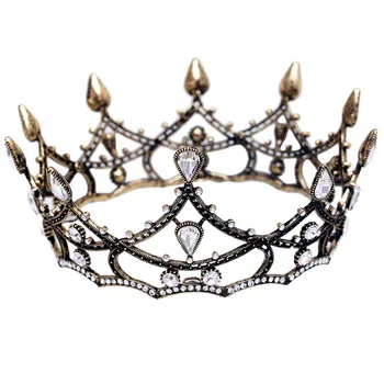 FORSEVEN Vintage Barokový Svadobné Svadobné Doplnky do Vlasov Čierne Drahokamu Crystal Tiaras Koruny Nevesta Diadem Šperky pre Ženy BH