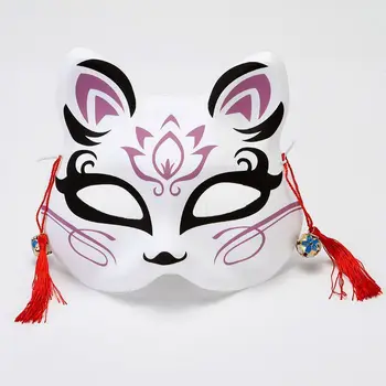 Fox Maska Ručne maľované Japonský Maska Polovicu Tváre PVC Fox Maska Maškaráda Festival Loptu Kabuki Kitsune Masky Cosplay Kostým