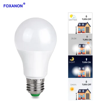 Foxanon E27 B22 LED Senzor Lampa Súmraku do Úsvitu Žiarovky Auto ON/OFF pre Veranda, Predsieň, Garáž LED Nočné osvetlenie AC85-265V 10W 15W