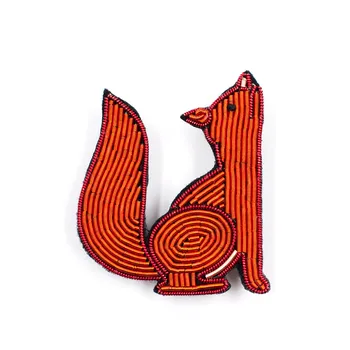 Francúzsky Dizajn Ručné Indickej Hodváb Výšivky Tvorivé Corsage Vrana Listy Fox Zvierat Brošňa Žena Odznak Príslušenstvo