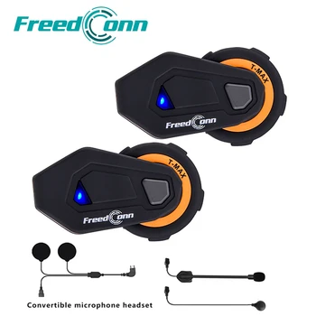 FreedConn T-max Motocyklové Prilby Intercom 6 Jazdcov Bluetooth Headset s FM Rádiom Moto Intercomunicador