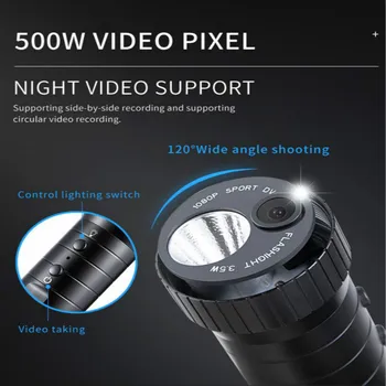 Full HD 1080P fotoaparát Vodotesný športové vonkajšie Vačky nočné videnie odlesky baterka na motocykel, bicykel záznamník osvetlenie kamery