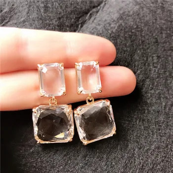 FYUAN Fashion Square Crystal Drop Náušnice pre Ženy GeometricTransparent Visieť Náušnice Vyhlásenie Šperky, Darčeky