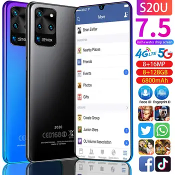 Galay S20 Mobilné Telefóny 4G 5G Siete Octa-Core 8GB RAM, 128 GB ROM 7.5 Palcový Galax S20U Globálna Verzia Snapdragon 855 Smartphony