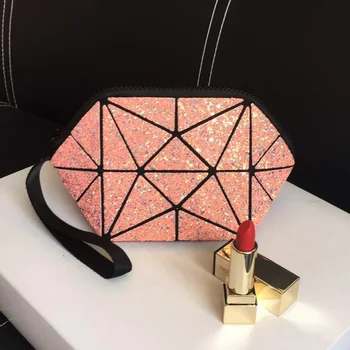 Geometrické semi kruhu kozmetická taška pre ženy toaletná taška fashional make-up taška značky