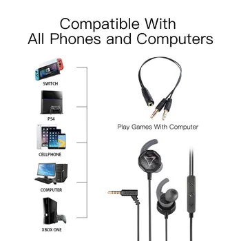 GGMM Telefón Herné Slúchadlá In-Ear 3,5 mm 10 mm Ovládač, Slúchadlá Slúchadlá S Duálny Mikrofón, Audio Splitter Pre PC/PS4/Xbox Hráč Red
