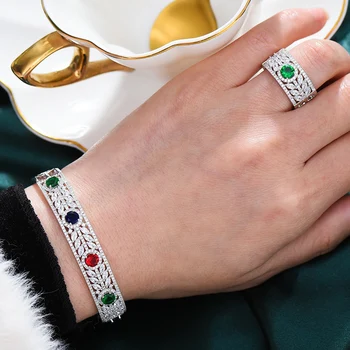 GODKI Luxusné Módne Saudská Arábia Náramok Prsteň, Šperky Sady Pre Ženy, Svadobné Zapojenie brincos para ako mulheres 2019