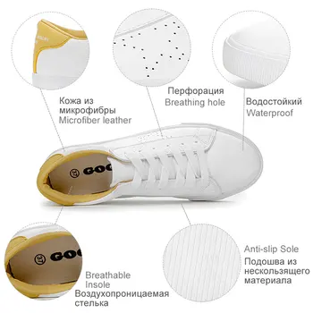 GOGC 2021 Soft Topánky Biele Tenisky dámy topánky bežné Ženy, Leto, Jar Priedušná Diery Kožené dámske Topánky Ploché G786