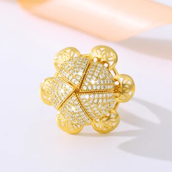 Gold Crystal Kvety Nastaviteľné Prst Snubné Prstene Pre Ženy CZ Zirkón Otvoriť Krúžok Glamour Šperky, Darčeky Bijoux Femme