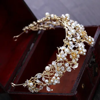 Golden crown svadobné hlavu nosenie svadobné tiaras a koruny, Svadobné vlasy, Šperky
