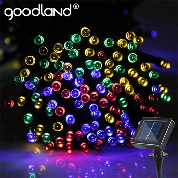 Goodland LED Reťazec Svetlá Garland 20M Rozprávkových Svetiel 200 Led Vonkajšie Pre Dekorácie Osvetlenie Solárny Panel LED Vianočné Osvetlenie