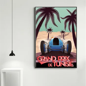 Grand Prix V Monaku Vintage Super Retro Preteky Motorových Wall Art Decor Maľovanie Plagátu Plátno