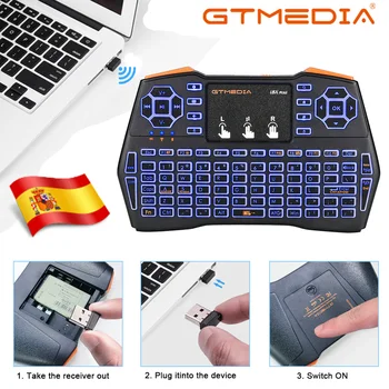 GTMEDIA Podsvietený i8X Plus Mini Bezdrôtová Klávesnica 2.4 ghz španielsky 3 Farby Vzduchu Myši Touchpad s Diaľkovým Na G2 G5 Android TV Box