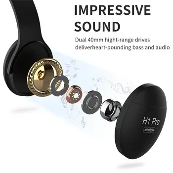 H1 Pro Bluetooth Slúchadlá HiFi Stereo Zrušenie Herné Headset Viac-Hluk ucho Bezdrôtové Slúchadlá s Mikrofónom Podpora TF Kariet