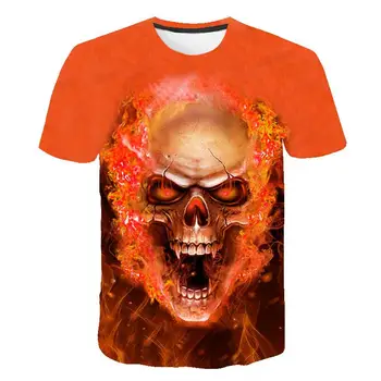Halloween Tekvica 3D Print t shirt Mužov farebné lebky zábavné Bežné Harajuku Krátky Rukáv T-shirt nové letné módne o krk topy