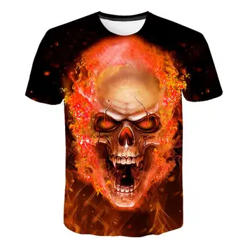 Halloween Tekvica 3D Print t shirt Mužov farebné lebky zábavné Bežné Harajuku Krátky Rukáv T-shirt nové letné módne o krk topy