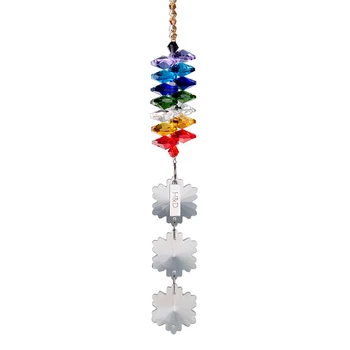 H&D 33 cm Kryštály Snowflake Hranoly Rainbow Octogon Čakra Suncatcher Domova Crystal DIY Závesné Dekorácie