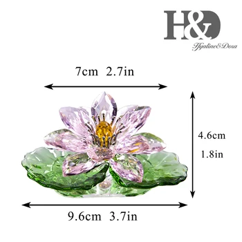 H&D Crystal Kvet Ružový Lotus Figúrka Stôl Dekorácie Interiéru Vozidla Displej Ozdoby Zberateľstvo Svadobný Dar, Darček K Narodeninám