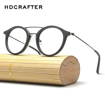 HDCRAFTER okrúhle okuliare rámy pre ženy, Drevo, Zrno Optické Okuliare, Rám s jasný Objektív Muži Ženy Okuliare na Čítanie