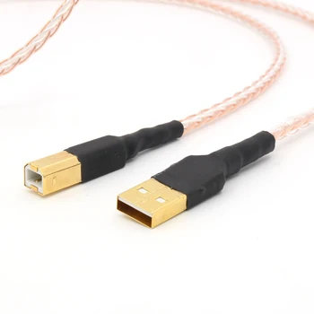 Hifi Vysokej Kvality 5N OCC vysoká čistota medi pozlátené striebro kábel Hifi Kábel USB Typu A na Typ B Hifi Dátový Kábel Pre DAC