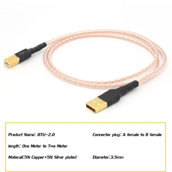 Hifi Vysokej Kvality 5N OCC vysoká čistota medi pozlátené striebro kábel Hifi Kábel USB Typu A na Typ B Hifi Dátový Kábel Pre DAC