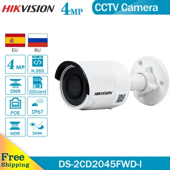 Hikvision Pôvodná DS-2CD2045FWD-I POE Fotoaparát, Video Dohľad 4MP Sieti IR Dome Kamera 30 m IR IP67 H. 265+ SD slot