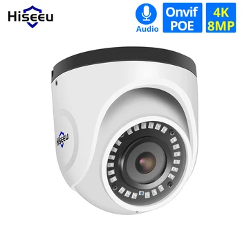 Hiseeu 4K POE IP Kamera Audio Krytý 8MP H. 265 Siete Dome Bezpečnostné CCTV Kamera so vstavaným Mikrofónom CCTV kamerový Onvif