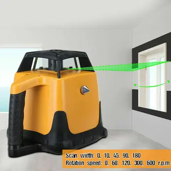 Honhill 360° Rotačný Laser Úrovni Zelená Samostatne Rotačné Laserové Úrovni 500m Škálu w/ Prípad Auto Rotačné Laserové Úrovni