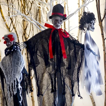 Horor Visí Ghost Prívesok Halloween Dekorácie Strašidelný Kostra Visí Smrtka Rekvizity Lebky Domov Halloween Party Decor