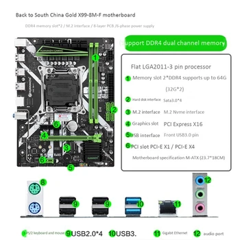 HOT-HUANANZHI X99-8M-F Hra Doske M. 2 64 G Podporuje DDR4 Pamäte LGA 2011-V3 Dual Channel Vhodné na Ploche
