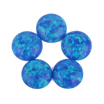 Hot Predaj 1,5 mm do 10 mm Guľatý Tvar Ploché Dno Modrá(OP05) syntetické Cabochon Kameň Opál