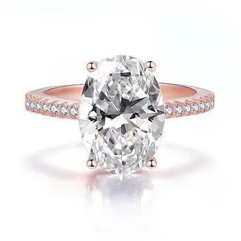 Hot Predaj 925 Podiel Šterlingov oválne Simulované Diamond Kameň Prstene pre Ženy Vŕtané Biela Topaz Drahokam Podiel S925 Šperky Krúžok