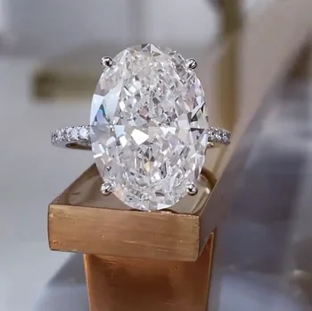 Hot Predaj 925 Podiel Šterlingov oválne Simulované Diamond Kameň Prstene pre Ženy Vŕtané Biela Topaz Drahokam Podiel S925 Šperky Krúžok