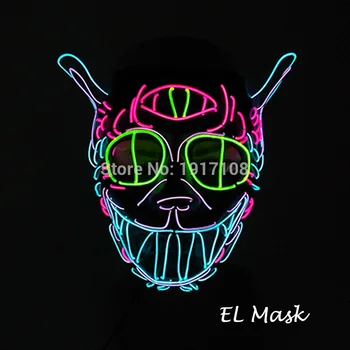 Hot Predaj Halloween Horror Masku, LED, Neónové Svetlo Maska na Karneval, Party Strašidelné Masky Cosplay LED Maska Svietiť Strana navrhne Dropship