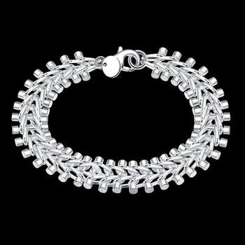 Hot Predaj Striebra 925 Šperky Reťaz Prepojenie Náramok Ženy Muži Luxusné Šperky Veľkoobchod