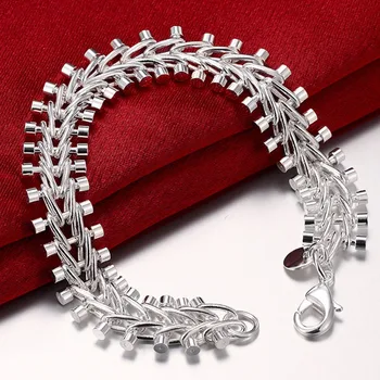 Hot Predaj Striebra 925 Šperky Reťaz Prepojenie Náramok Ženy Muži Luxusné Šperky Veľkoobchod
